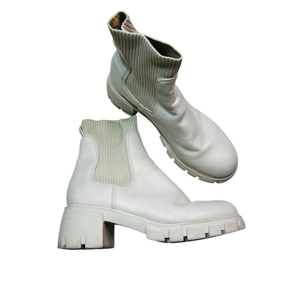 Steve Madden Chunky Boots Womens‎ Hayle Stretch Faux Leather Chelsea Boots